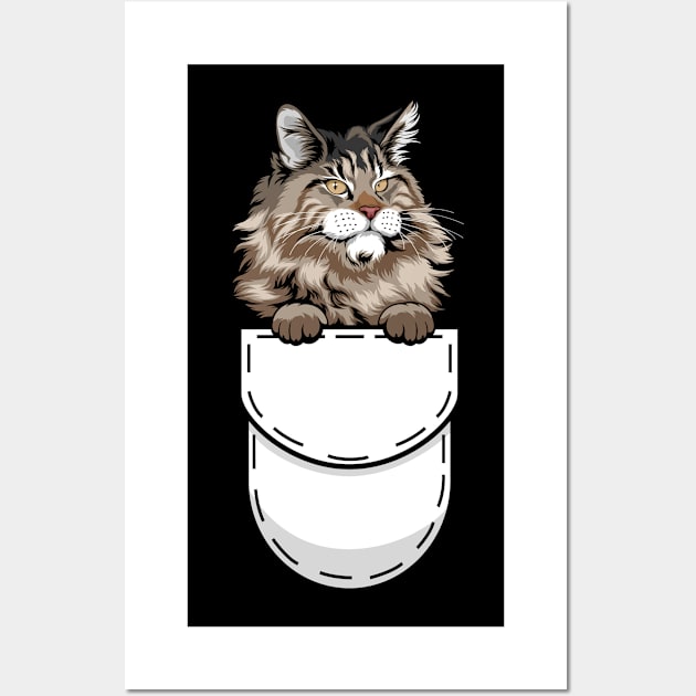 Funny Maine Coon Pocket Cat Wall Art by Pet My Dog